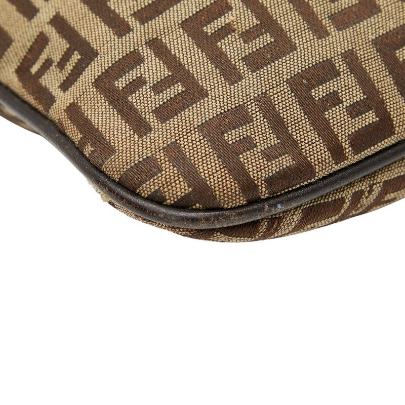 Fendi Zucchino Crossbody Shoulder Bag 8bt151 Beige Brown Canvas Leather Women