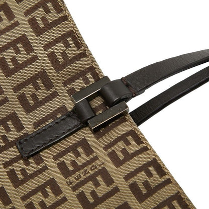 Fendi Zucchino 8bh018 Beige Brown Canvas Leather Women's Fendi