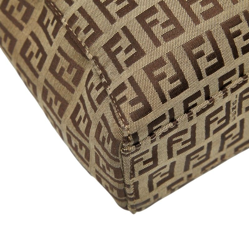 Fendi Zucchino 8bh018 Beige Brown Canvas Leather Women's Fendi