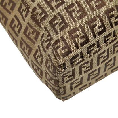 Fendi Zucchino 8bh018 Beige Brown Canvas Leather Women's Fendi