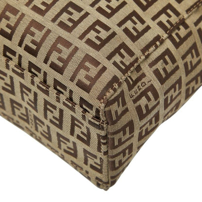 Fendi Zucchino 8bh018 Beige Brown Canvas Leather Women's Fendi
