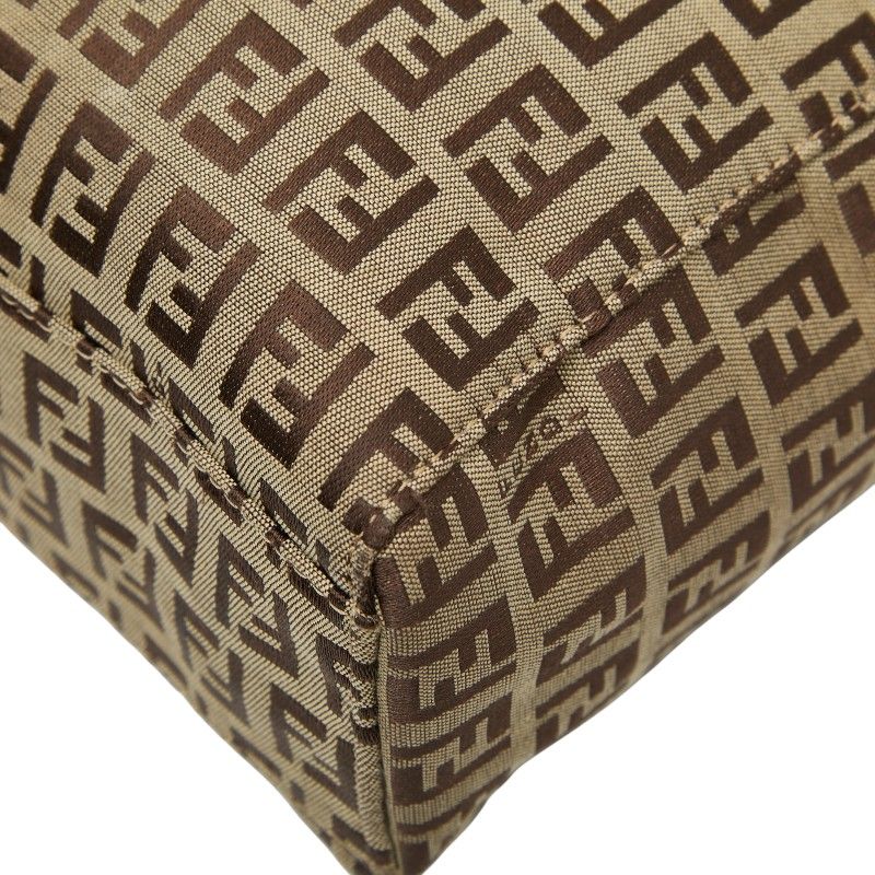 Fendi Zucchino 8bh018 Beige Brown Canvas Leather Women's Fendi