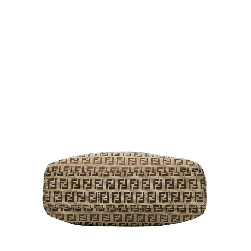 Fendi Zucchino 8bh018 Beige Brown Canvas Leather Women's Fendi