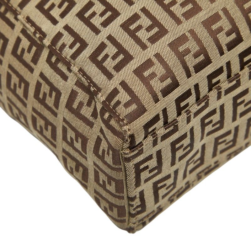 Fendi Zucchino 8bh018 Beige Brown Canvas Leather Women's Fendi