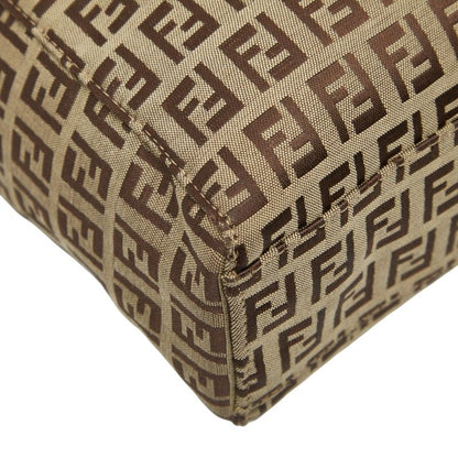 Fendi Zucchino 8bh018 Beige Brown Canvas Leather Women's Fendi