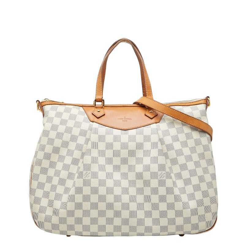 Louis Vuitton Damier Azure Siracusa GM Handbag Shoulder Bag 2WAY N41111 White