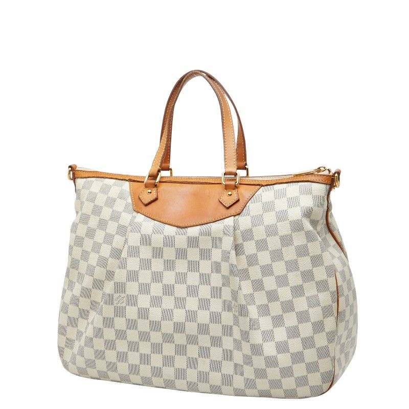 Louis Vuitton Damier Azure Siracusa GM Handbag Shoulder Bag 2WAY N41111 White