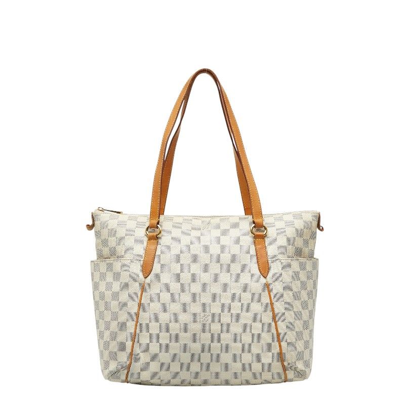 Louis Vuitton Damier Azure Totally MM Tote Bag Shoulder Bag N41279 White Ivory