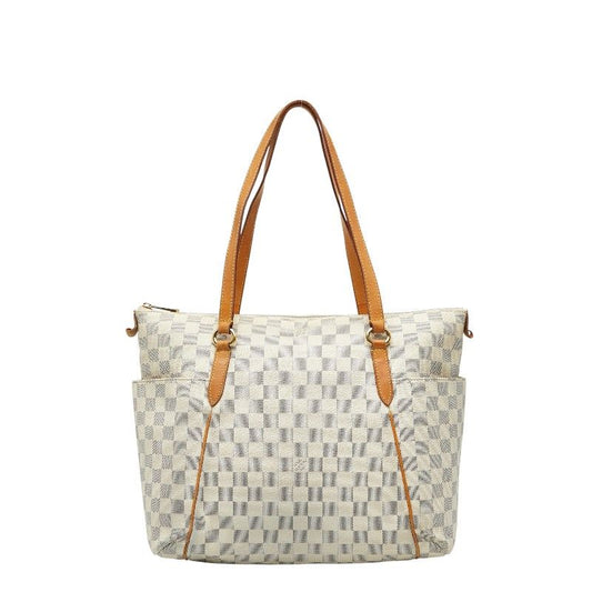 Louis Vuitton Damier Azure Totally MM Tote Bag Shoulder Bag N41279 White Ivory