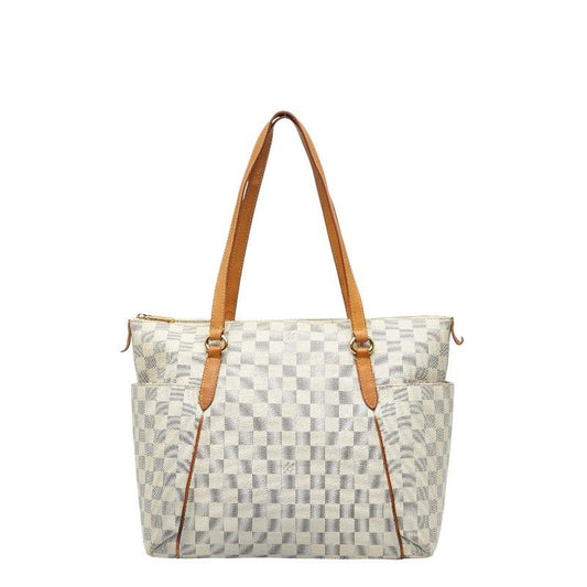 Louis Vuitton Damier Azure Totally MM Tote Bag Shoulder Bag N41279 White Ivory