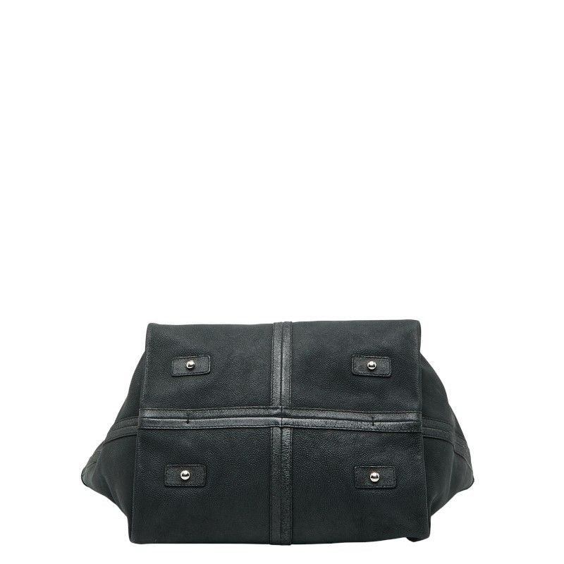 Chanel Camellia Chain Tote Bag Black Green Caviar Skin Women's Chanel