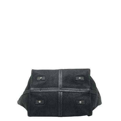 Chanel Camellia Chain Tote Bag Black Green Caviar Skin Women's Chanel