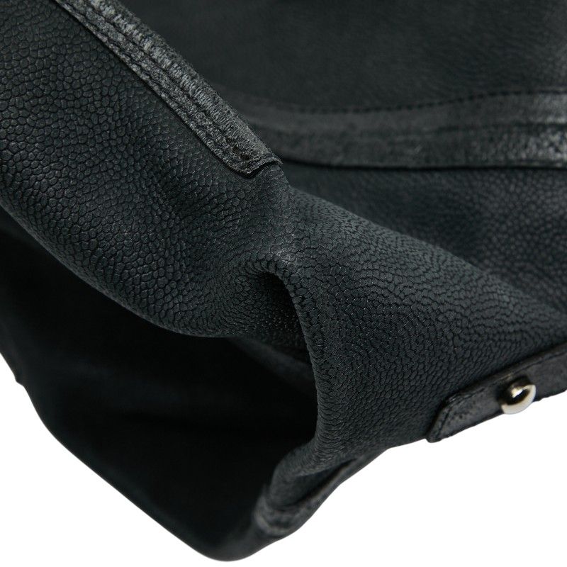 Chanel Camellia Chain Tote Bag Black Green Caviar Skin Women's Chanel