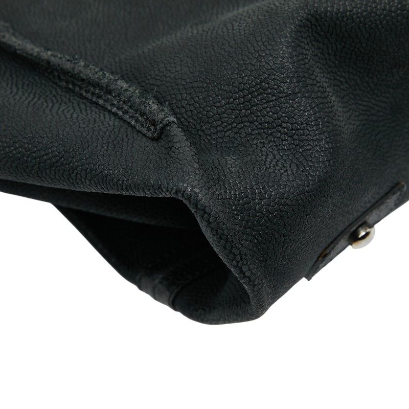 Chanel Camellia Chain Tote Bag Black Green Caviar Skin Women's Chanel