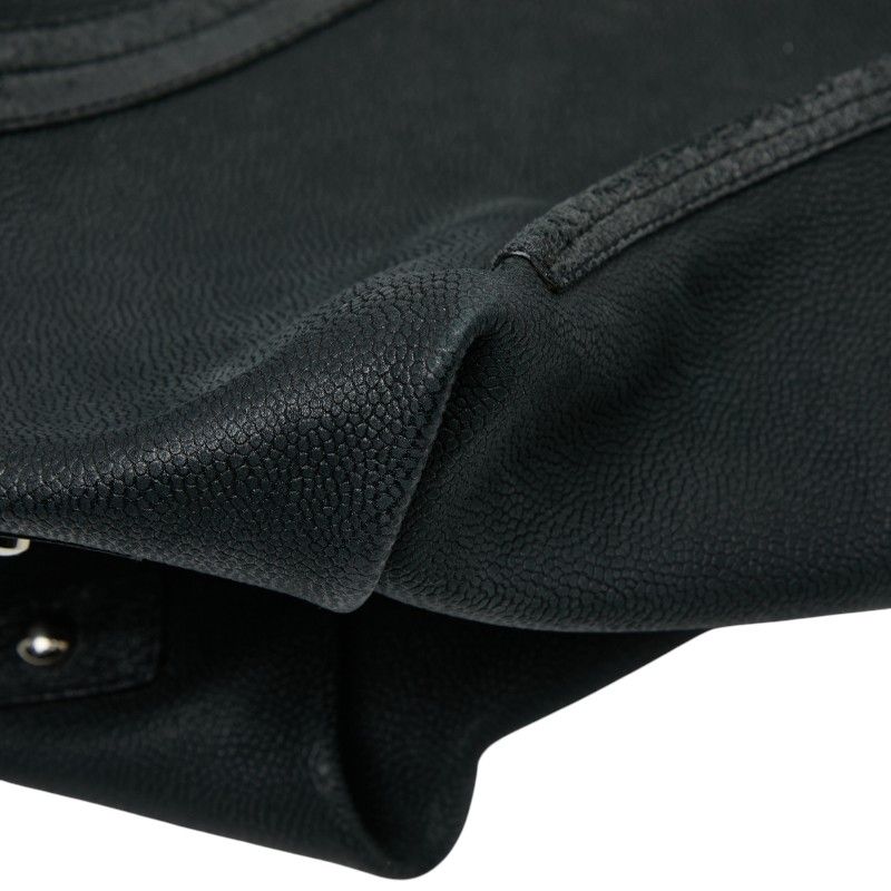 Chanel Camellia Chain Tote Bag Black Green Caviar Skin Women's Chanel