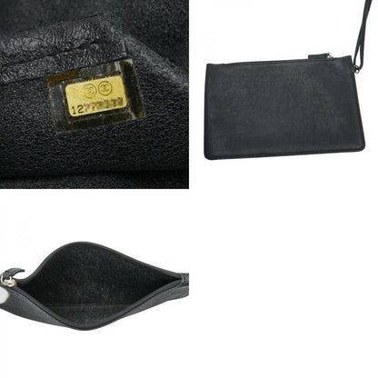 Chanel Camellia Chain Tote Bag Black Green Caviar Skin Women's Chanel