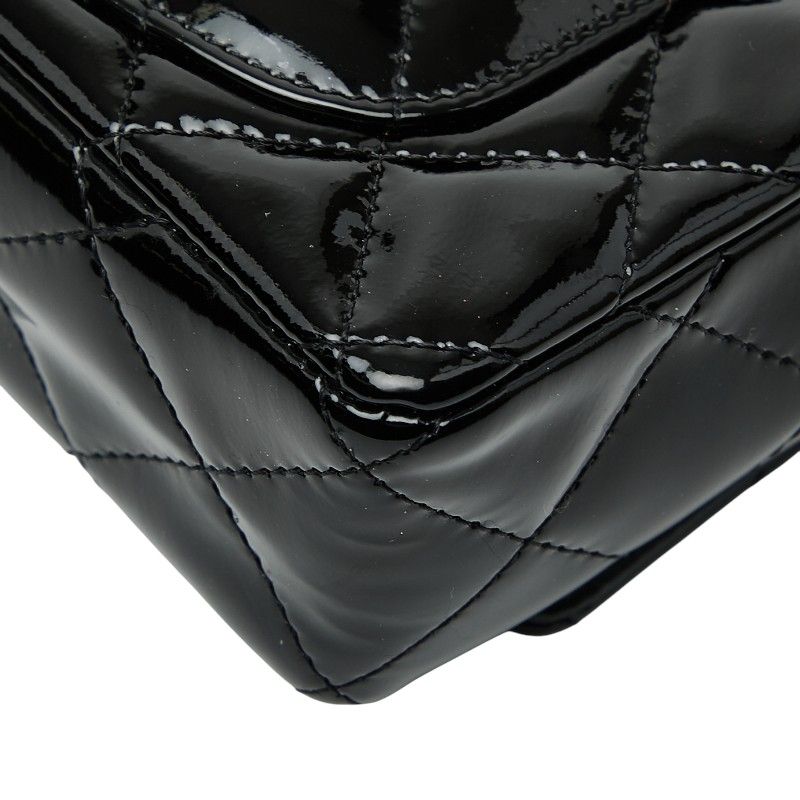 Chanel Matelasse Coco Mark Chain Wallet Shoulder Bag Black Patent Leather Women