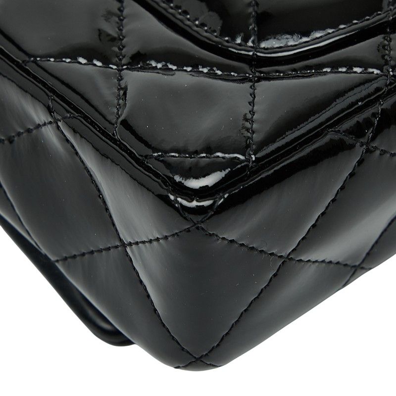 Chanel Matelasse Coco Mark Chain Wallet Shoulder Bag Black Patent Leather Women