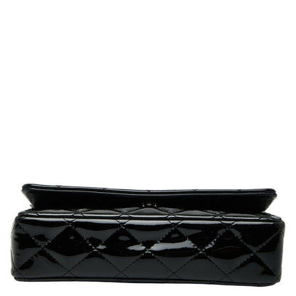 Chanel Matelasse Coco Mark Chain Wallet Shoulder Bag Black Patent Leather Women