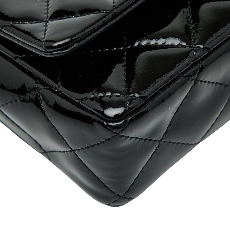 Chanel Matelasse Coco Mark Chain Wallet Shoulder Bag Black Patent Leather Women