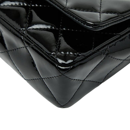 Chanel Matelasse Coco Mark Chain Wallet Shoulder Bag Black Patent Leather Women