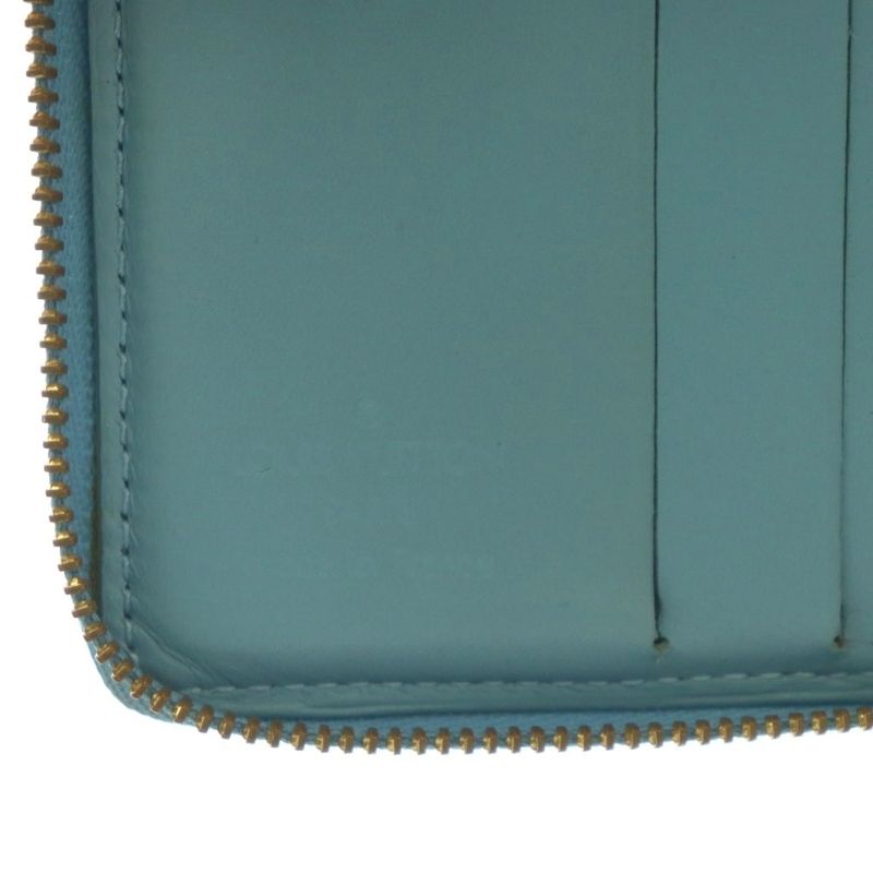 Louis Vuitton Monogram Vernis Blum Fold Wallet Round Zipper Coin Purse Green