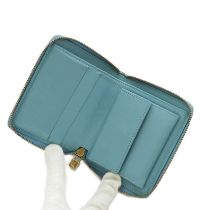 Louis Vuitton Monogram Vernis Blum Fold Wallet Round Zipper Coin Purse Green