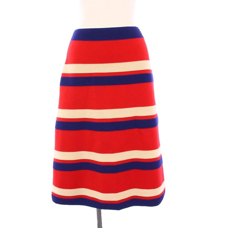 Gucci Setup Knit Cut And Sewn Short Sleeve Flared Skirt Knee Length Striped S