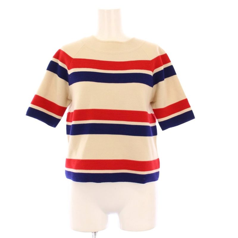 Gucci Setup Knit Cut And Sewn Short Sleeve Flared Skirt Knee Length Striped S