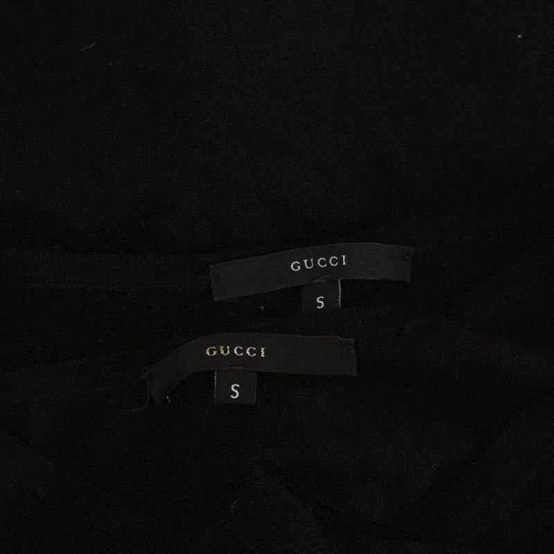 Gucci Ensemble Knit Long Sleeve Cardigan Sleeveless V Neck Cashmere S Black
