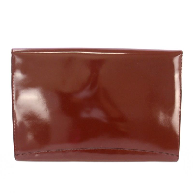 Gucci Second Bag Clutch Bag Document Case Patent Leather Brown 017-3063 BB - OH
