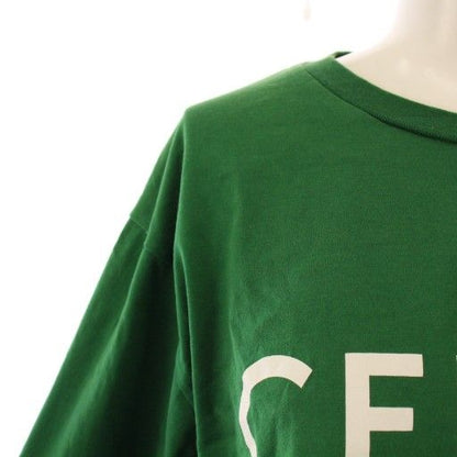 Celine Logo Cropped T-shirt Short Sleeve Crew Neck Short Length Print S Green