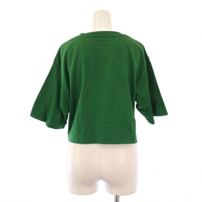 Celine Logo Cropped T-shirt Short Sleeve Crew Neck Short Length Print S Green