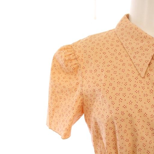 Prada Shirt Blouse Short Sleeves Regular Collar Puff Sleeves Total Pattern 38