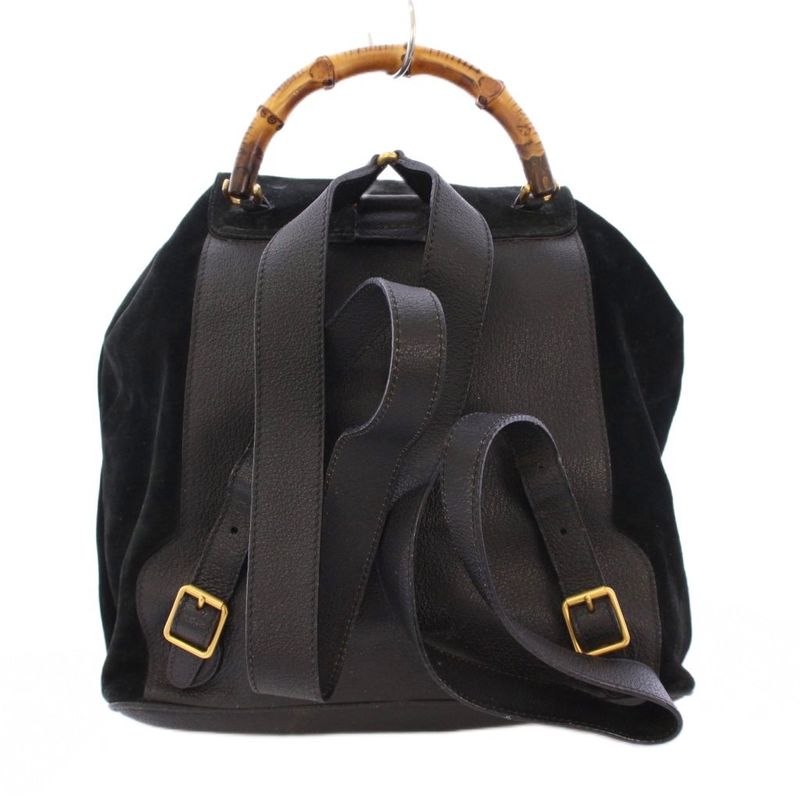 Gucci Bamboo Backpack Sac Daypack Suede Leather Bicolor Black Brown 003.2058.001