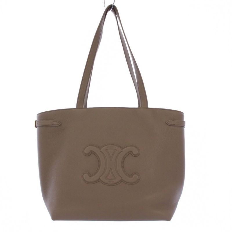 Celine 24SS Medium Cabas Anais Cuir Triomphe Tote Handbag Grey KH - OH
