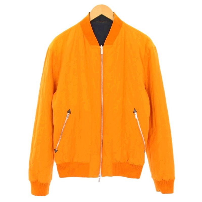 Hermes Reversible Bomber Jacket Blouson Outerwear 46 Navy Blue Orange KH