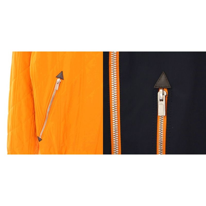 Hermes Reversible Bomber Jacket Blouson Outerwear 46 Navy Blue Orange KH
