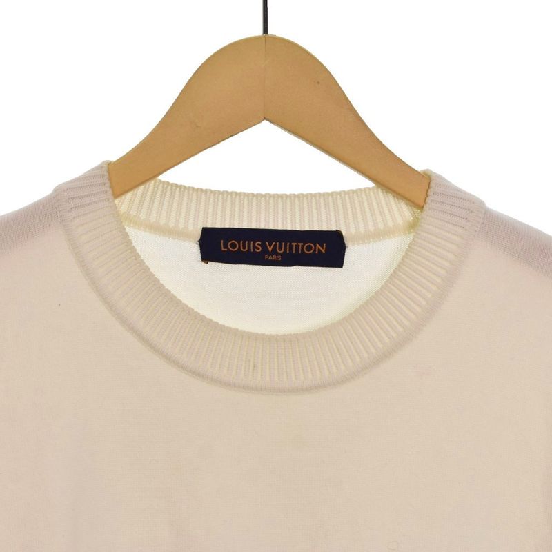 Louis Vuitton 23SS Hook Detail Signature Short Sleeve Knit T-shirt M White