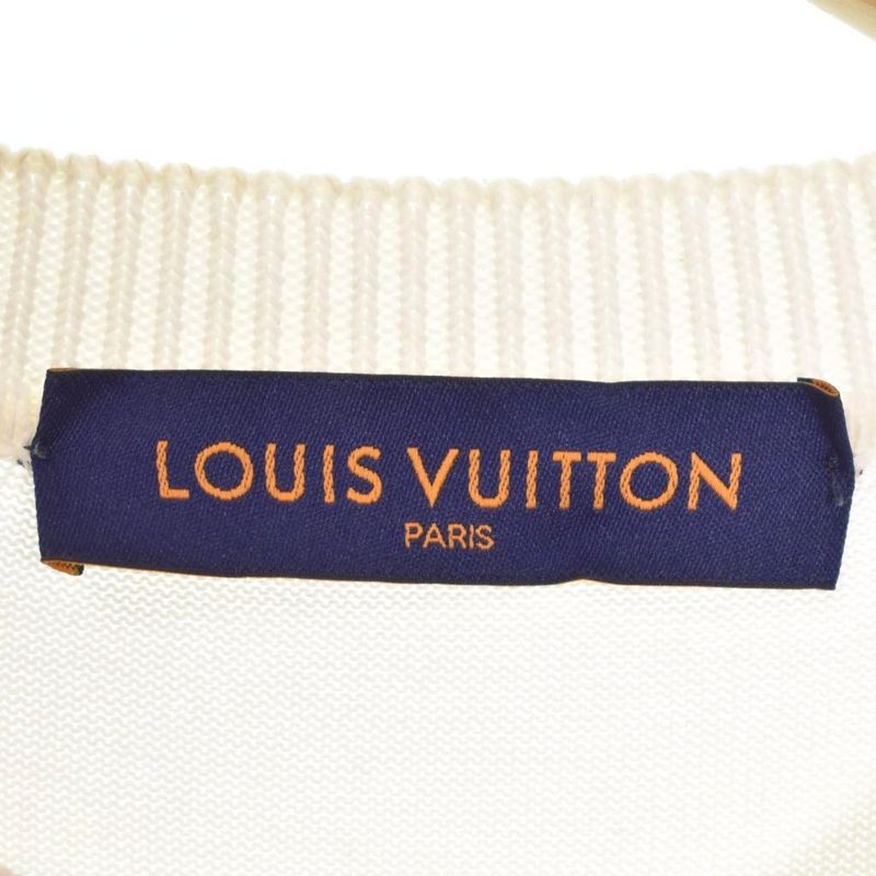 Louis Vuitton 23SS Hook Detail Signature Short Sleeve Knit T-shirt M White