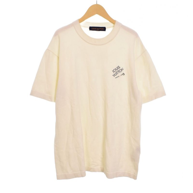 Louis Vuitton 23SS Hook Detail Signature Short Sleeve Knit T-shirt M White
