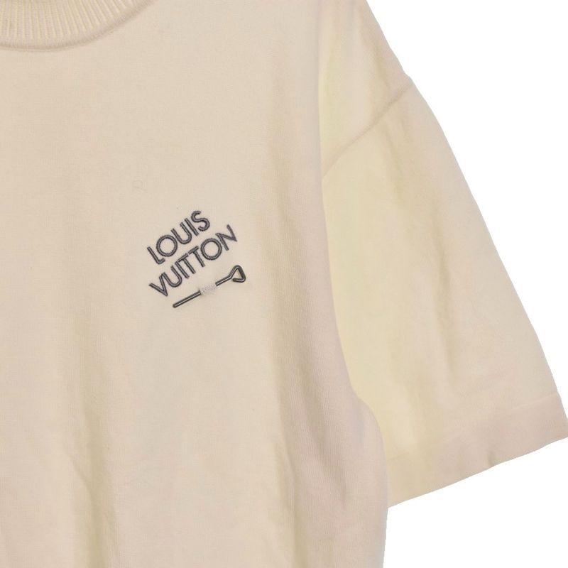 Louis Vuitton 23SS Hook Detail Signature Short Sleeve Knit T-shirt M White