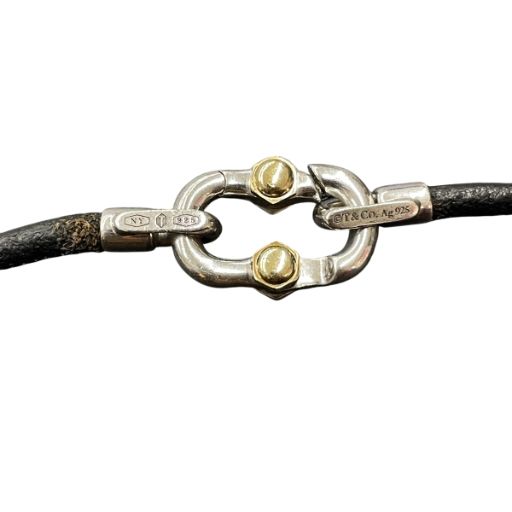 Tiffany & Co Tiffany & CO Makers Calfskin Leather Cord Bracelet Ag925 Au750