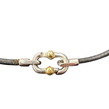 Tiffany & Co Tiffany & CO Makers Calfskin Leather Cord Bracelet Ag925 Au750