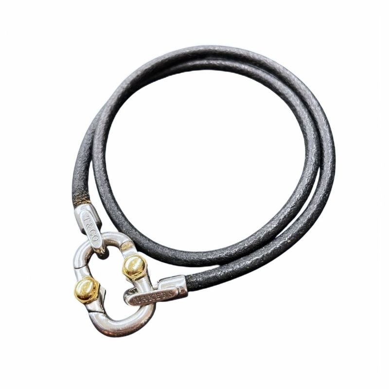 Tiffany & Co Tiffany & CO Makers Calfskin Leather Cord Bracelet Ag925 Au750