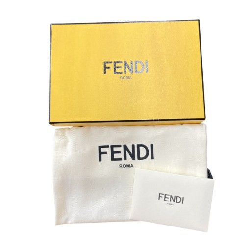 Fendi FF Diamond Fragment Case Leather Coin Case Card Case 8m0489 Blue Navy AA