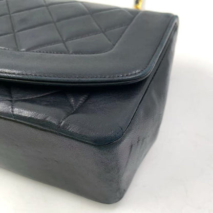 Chanel Diana Matelasse Serial Number Unknown Leather Black Shoulder Bag Gold