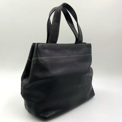 Chanel Coco Mark Caviar Skin Serial No 7 Caviar Skin Black Tote Bag Silver