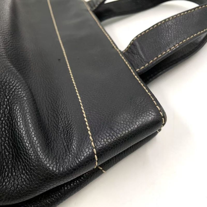 Chanel Coco Mark Caviar Skin Serial No 7 Caviar Skin Black Tote Bag Silver