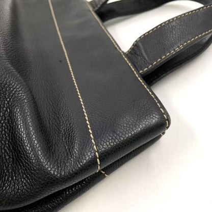 Chanel Coco Mark Caviar Skin Serial No 7 Caviar Skin Black Tote Bag Silver